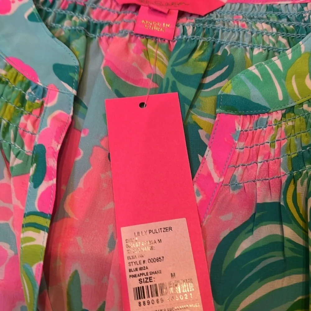 Lilly Pulitzer ELSA 100% Silk Top Pineapple Shake size Medium NWT - Picture 6 of 8
